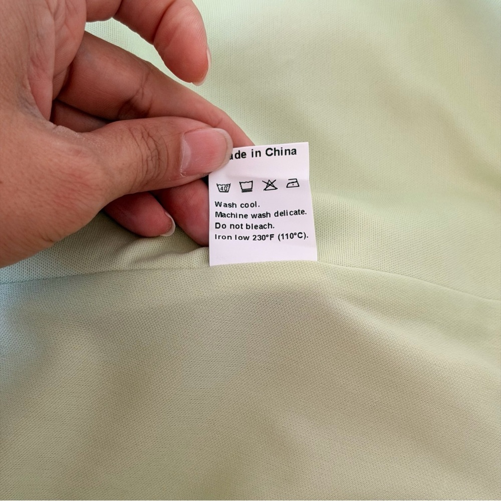 NWT Fehaute Sleeveless Light Green Mindi Length Twist Bow Detail Ruffle Hem - Picture 11 of 11